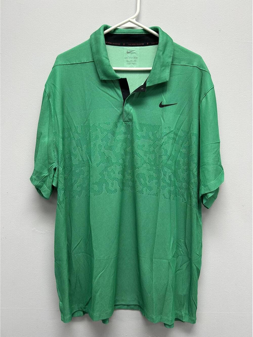 Nike ADV Tiger Woods Collection Green Polo Shirt with Subtle Pattern